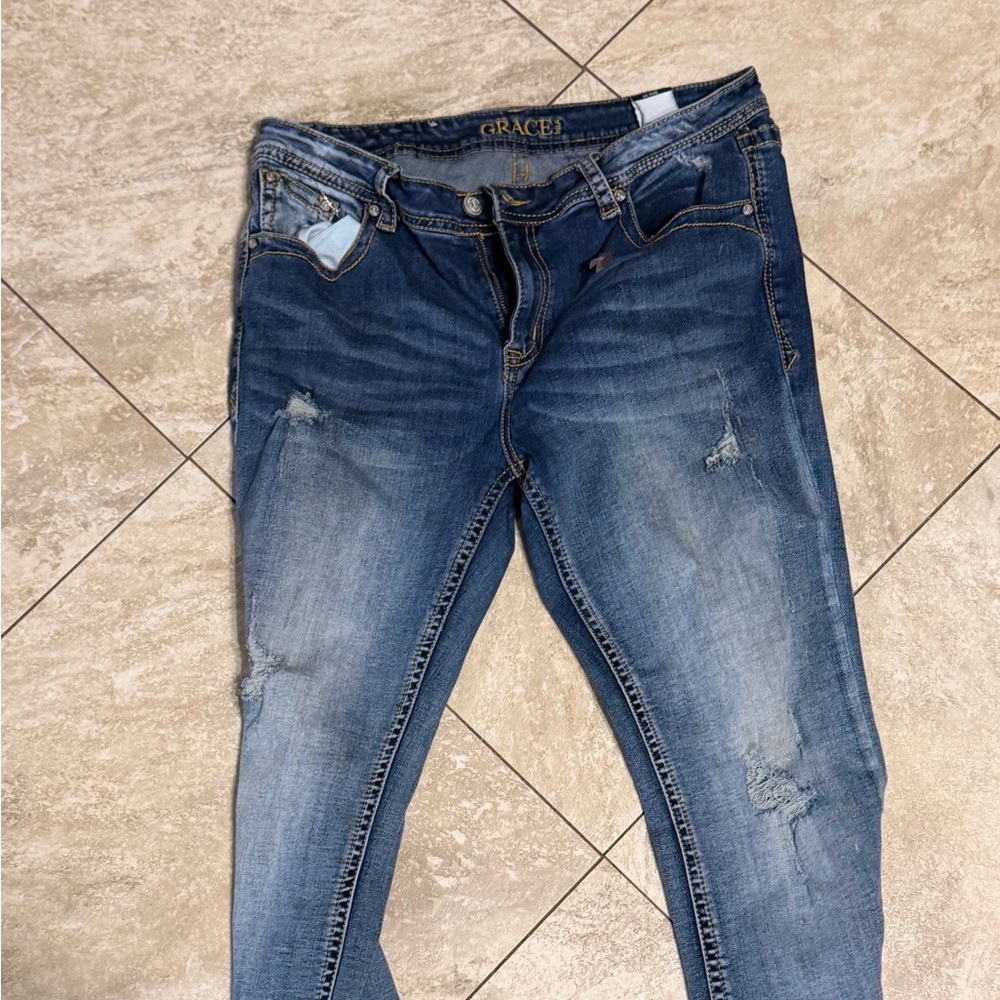 Grace Women's Distressed Denim Jeans
